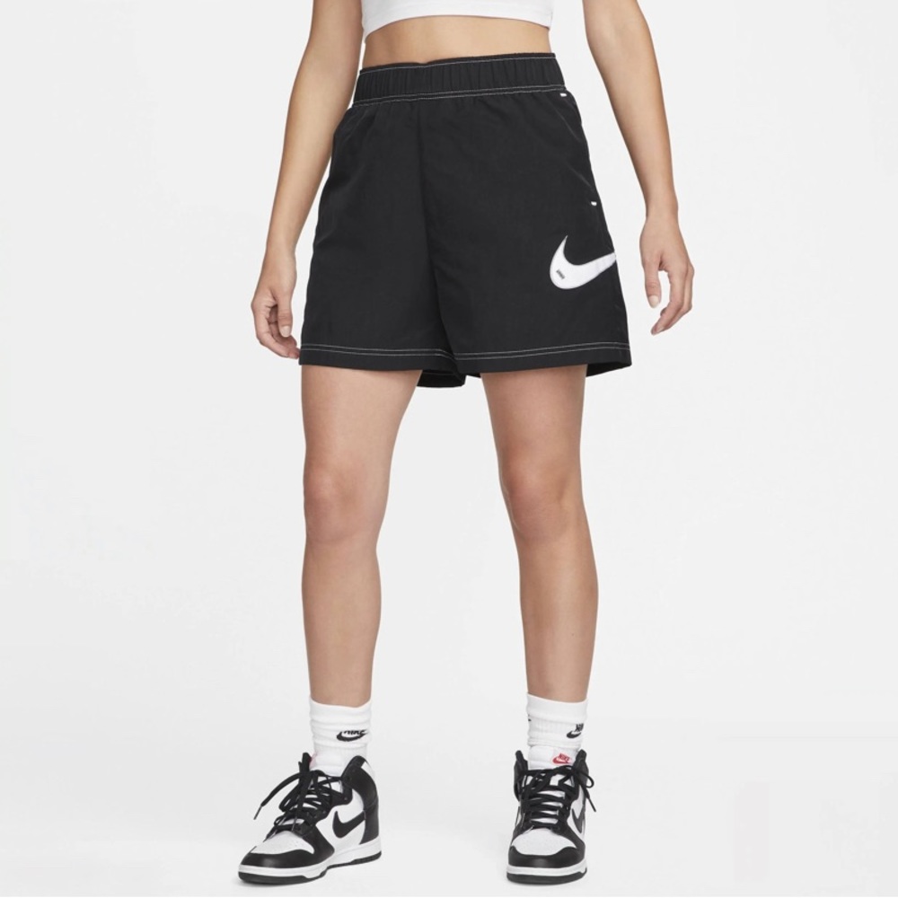 NWT Nike Swoosh Woven Easy Shorts Women's S Black Athletic Running Gym Pull On
